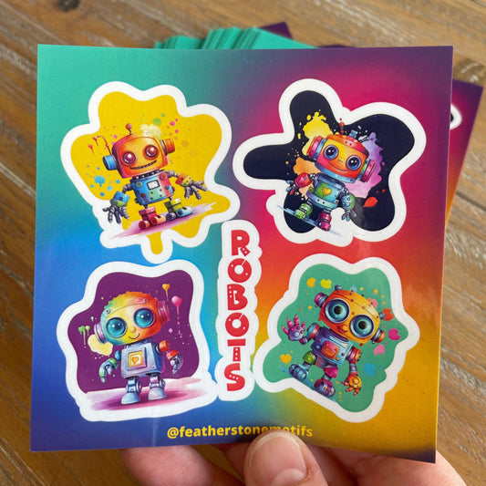 This image shows the Robots mini sheet