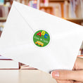 Load image into Gallery viewer, This image shows the personalized school sticker on the back of an envelope