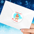 Load image into Gallery viewer, This image shows the personalized holiday sticker on the back of an envelope.