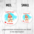 Load image into Gallery viewer, This image shows the medium and small holiday stickers side-by-side for a size comparison, and it says “Approximate dimensions are listed in the description.