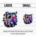 Load image into Gallery viewer, This image shows large and small astronaut spacewalk stickers next to each other.