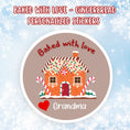 Load image into Gallery viewer, This cover page shows the personalized holiday sticker on a snowflake background.