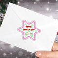 Load image into Gallery viewer, This image shows the Personalized Holiday Stickers - Baking Spirits Bright on the back of an envelope.