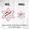 Load image into Gallery viewer, This image shows medium and small Personalized Holiday Stickers - Baking Spirits Bright next to each other