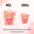 Load image into Gallery viewer, This image shows medium and small personalized valentine stickers next to each other as a size comparison.