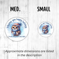 Load image into Gallery viewer, This image shows medium and small Personalized Holiday Stickers - Blue Owl next to each other.