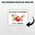 Load image into Gallery viewer, This image shows where your personalized message will be printed on the Personalized Holiday Stickers - Bunny Greetings.