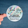 Load image into Gallery viewer, This image shows a hand holding the Thank You Stars style on holographic silver.