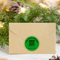 Load image into Gallery viewer, This image shows the QR Label printed in green on an envelope.
