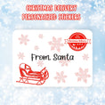 Load image into Gallery viewer, This cover page shows the personalized holiday sticker on a snowflake background.