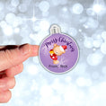 Load image into Gallery viewer, This image shows a hand holding the Personalized Holiday Stickers - Christmas Ornament.