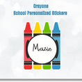 Load image into Gallery viewer, This cover image shows the personalized school sticker on a cloudy background.