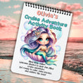 Load image into Gallery viewer, This image shows the cover of the Personalized Kids Cruise 5"x7" Activity Book with 32 pages of activities, sticker sheet, magnets, and crayons - Mermaid 2.