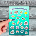 Load image into Gallery viewer, This image shows the 6x9 vinyl sticker sheet included with the Personalized Kids Cruise 5"x7" Activity Book with 32 pages of activities, sticker sheet, magnets, and crayons - Turtle.