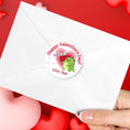 Load image into Gallery viewer, This image shows the personalized valentine sticker on the back of an envelope.