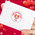 Load image into Gallery viewer, This image shows the personalized valentine sticker on the back of an envelope.