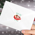 Load image into Gallery viewer, This image shows the personalized holiday sticker on the back of an envelope.