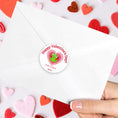 Load image into Gallery viewer, This image shows the personalized valentine sticker on the back of an envelope.