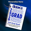 Load image into Gallery viewer, This image shows where your personalized name will be printed on the Personalized Grad Gift Card Book with Stickers and PVC Cover - Blue.