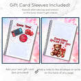 Load image into Gallery viewer, This image shows how the gift card envelopes/sleeves are alternated between pages in the Personalized Valentine's Day Compact 5"x7" Gift Card Book with Stickers and PVC Cover - Foxy.