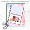 Load image into Gallery viewer, This image shows how to cut out a page you don't need in the Personalized Valentine's Day Compact 5"x7" Gift Card Book with Stickers and PVC Cover - Foxy.