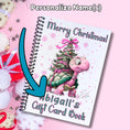 Load image into Gallery viewer, This image shows where your personalized name will be printed on the 6 Page Personalized Christmas Gift Card Book with Stickers and PVC Cover - Pink Christmas Tortoise.
