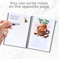 Load image into Gallery viewer, This image shows how you can add personal notes to the 6 Page Personalized Christmas Gift Card Book with Stickers and PVC Cover - Christmas Dog.