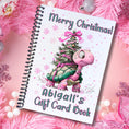 Load image into Gallery viewer, This image shows the 6 Page Personalized Christmas Gift Card Book with Stickers and PVC Cover - Pink Christmas Tortoise.