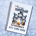 Load image into Gallery viewer, This image shows the 6 Page Personalized Christmas Gift Card Book with Stickers and PVC Cover - Snowman Bonfire.