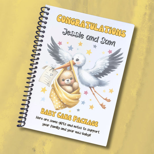 This image shows the cover of the Personalized Baby Gift Card Book with Stickers - Stork.