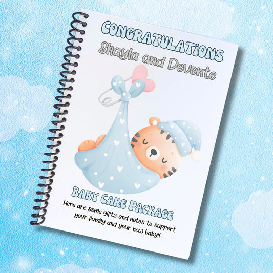 This image shows the cover of the Personalized Baby Gift Card Book with Stickers - Tiger.