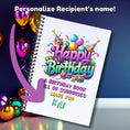 Load image into Gallery viewer, This image shows where your personalized name/message will be printed on the Personalized Birthday 5"x7" Gift Card Book with Stickers and PVC Cover - Birthday Party.