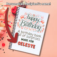 Load image into Gallery viewer, This image shows where your personalized name/message will be printed on the Personalized Birthday 5"x7" Gift Card Book with Stickers and PVC Cover - Birthday Streamers.