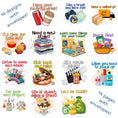 Load image into Gallery viewer, This image shows the 14 different designs on the 14 pages of the Personalized Birthday 5"x7" Gift Card Book with Stickers and PVC Cover - Birthday Cake.
