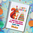 Load image into Gallery viewer, This image shows the Personalized Birthday 5"x7" Gift Card Book with Stickers and PVC Cover - Squirrel