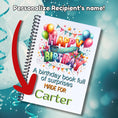 Load image into Gallery viewer, This image shows where your personalized name/message will be printed on the Personalized Birthday Compact 5"x7" Gift Card Book with Stickers and PVC Cover - Happy Birthday.
