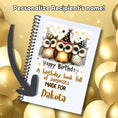 Load image into Gallery viewer, This image shows where your personalized name/message will be printed on the Personalized Birthday Compact 5"x7" Gift Card Book with Stickers and PVC Cover - Owls.
