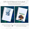 Load image into Gallery viewer, This image shows how the gift card sleeves alternate top and bottom in the Personalized Christmas 12 Month Gift Card Book with Stickers and PVC Cover - Snowboarding Turtle.