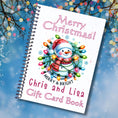 Load image into Gallery viewer, This image shows the Personalized Christmas Gift Card Book with Stickers and PVC Cover - Snowman Lights.