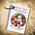 Load image into Gallery viewer, This image shows where your personalized name will be printed on the Personalized Christmas Gift Card Book with Stickers and PVC Cover - Santa & Snowman.