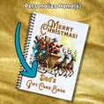 Load image into Gallery viewer, This image shows where your personalized name will be printed on the Personalized Christmas Gift Card Book with Stickers and PVC Cover - Steampunk Santa.