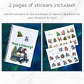 Load image into Gallery viewer, This image shows you you can use the matte paper stickers included with the Personalized Christmas Gift Card Book with Stickers and PVC Cover - Pirate.