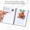 Load image into Gallery viewer, This image shows how you can add a personal note to the back of any page in the Personalized Christmas Gift Card Book with Stickers and PVC Cover - Pirate.