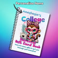 Load image into Gallery viewer, This image shows where your personalized name will be printed on the Personalized College Gift Card Book with Stickers and PVC Cover - Cute Monkey Studying.