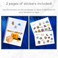 Load image into Gallery viewer, This image shows how you can use the matte paper stickers included with the Personalized College Gift Card Book with Stickers and PVC Cover - Laptop Purple.