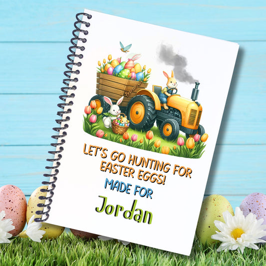 This image shows the Personalized Easter Compact 5"x7" Gift Card Book with Stickers and PVC Cover - Tractor.