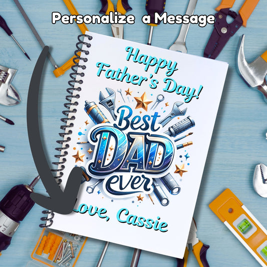 This image shows where your personalized message will be printed on the Personalized Father's Day Compact 5"x7" Gift Card Book with Stickers and PVC Cover - Best Dad Ever.