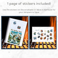 Load image into Gallery viewer, This image show how you can use the matte paper stickers included in the Personalized Father's Day Compact 5"x7" Gift Card Book with Stickers and PVC Cover - Best Dad Ever.