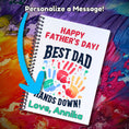 Load image into Gallery viewer, This image shows where your personalized message will be printed on the Personalized Father's Day Compact 5"x7" Gift Card Book with Stickers and PVC Cover - Best Dad Hands Down!