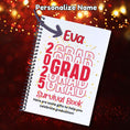 Load image into Gallery viewer, This image shows where your personalized name will be printed on the Personalized Grad Gift Card Book with Stickers and PVC Cover - Red.